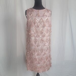 SHEIN Pink Sequin Midi Dress